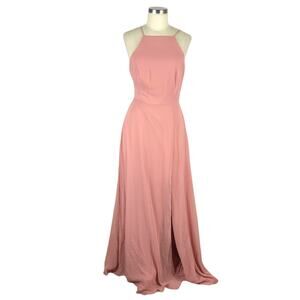 LOVELY DESSY COLLECTION Dress Lila High Neck Chiffon Maxi Dress Front Slit 6 NWT